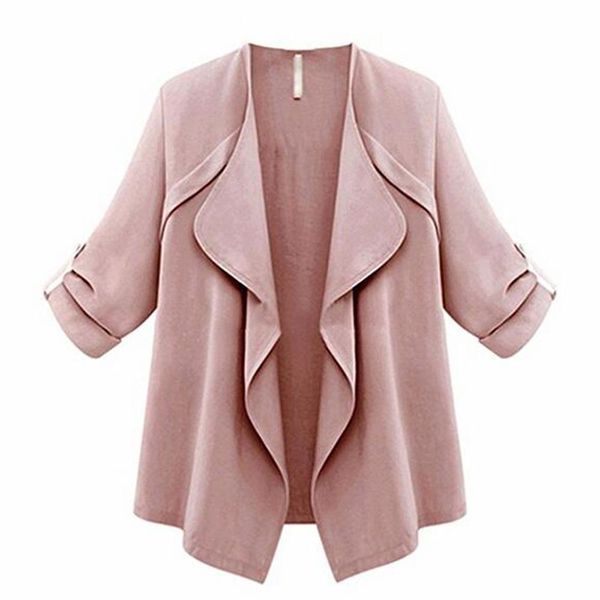 

новые женщины нагрудного с длинного рукавом открытого фронт soft кардиган осень твердых пальто плюс размер, Black;brown