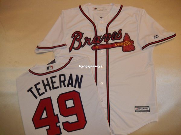 

baseball mens ab #49 julio teheran shirt cool base jersey new mens stitched jerseys big and tall size xs-6xl for sale, Black;blue