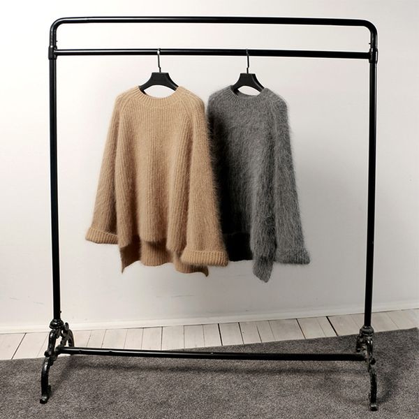 

2019 autumn winter mohair sweater women casual long sleeve o-neck pullovers female thick warm knitting pull femme, White;black