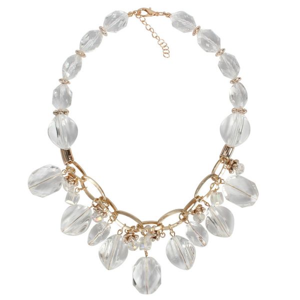 

новый гипербола геометрические прозрачные бусины choker акриловые ожерелье женщины bohemian этнические ожерелья ювелирных изделий collares d, Golden;silver