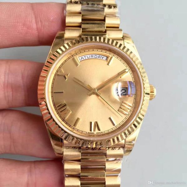 

men watch 18k gold watch 40mm sapphire mirror 228238 series automatic movement original folding buckle stainless, Slivery;brown