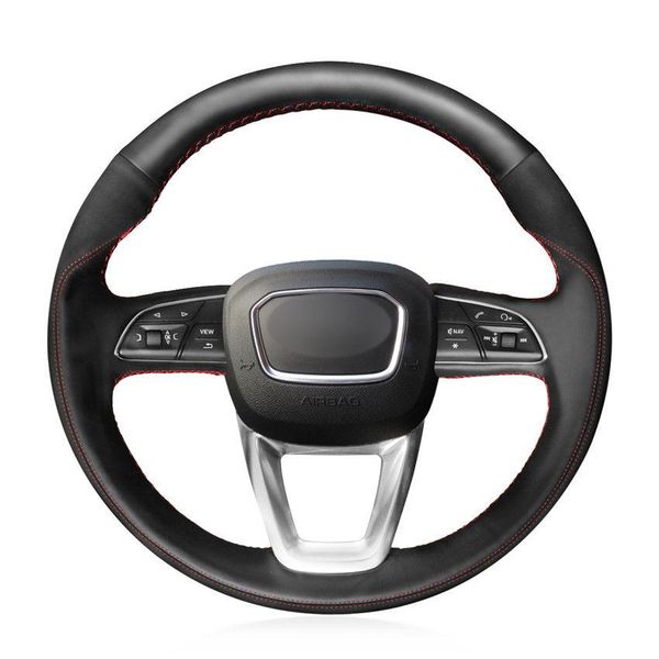 

for audi q7 2016 2017 hand-sewn steering wheel cover black artificial leather
