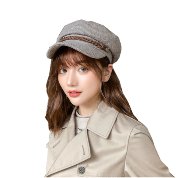 

hat female autumn and winter new net red beret navy hat fashion wild casual octagonal retro painter, Blue;gray