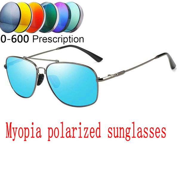 

2019 men custom made myopia minus prescription polarized lens fashion box sports polarized sunglasses male colorful mirror fml, White;black