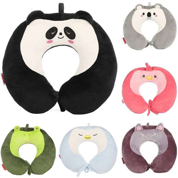 

ushaped pillow soft black panda travel neck protective pillow plane scientific posture correction sleeping student memory, White;black