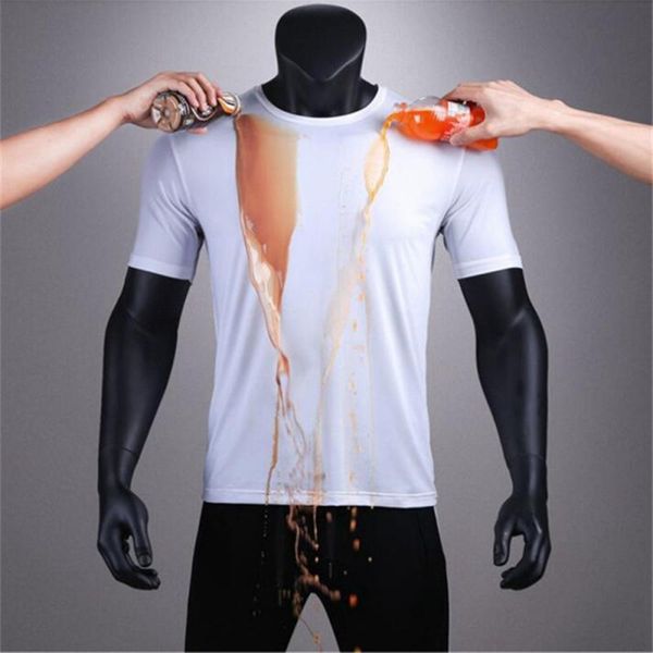 

quick dry short anti-dirty waterproof men t shirt creative hydrophobic stainproof breathable antifouling sleeve t-shirt men, Gray;blue