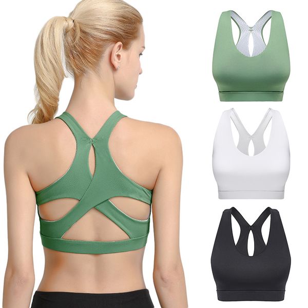 

women yoga sports bras fitness workout gym high impact activewear bra ys-buy, White;black