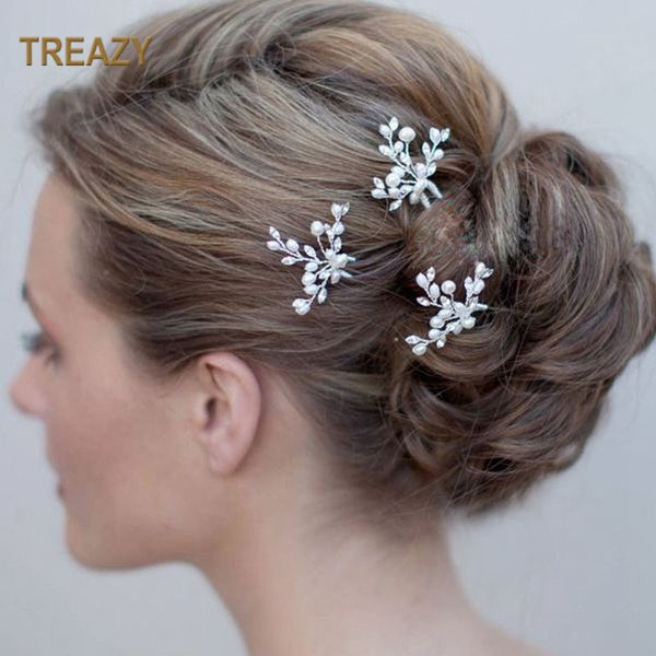 

2pcs bridal wedding crystal simulated pearl flower hair pins handmade headpiece brides bridal hair jewelry hair accessories, Golden;white