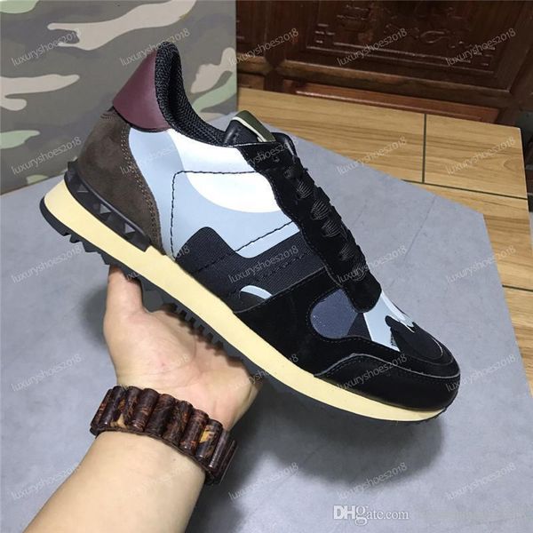 

new color camo suede studded camouflage rock runner sneaker shoes for women men stud casual shoes sneakers, Black