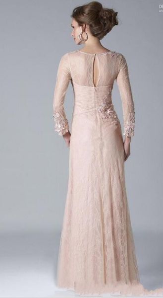 2019 Nuovi abiti per la madre della sposa Sweetheart maniche lunghe Blush Pink Pieno pizzo in rilievo di cristallo Plus Size Matrimonio formale Gu293h