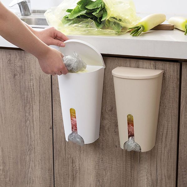 

home creative garbage bag dispenser recycle bag storage box wall mount hanging garbage holder kitchen bins organizer j31