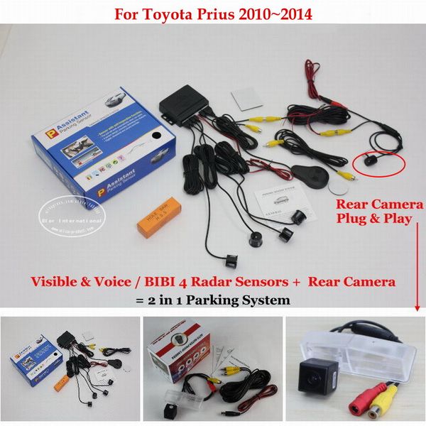 

liislee for prius 2010~2014 - car parking sensors + rear view back up camera = 2 in 1 visual / bibi alarm parking system