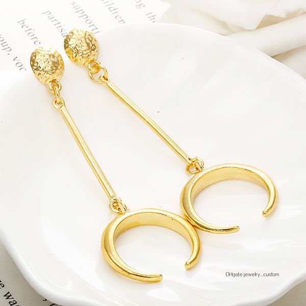 

New Golden Color Drop Earrings Delicated Moon Design Dangling Earrings Women's Fashion Ear Jewelry For Party Gift Dropshipping