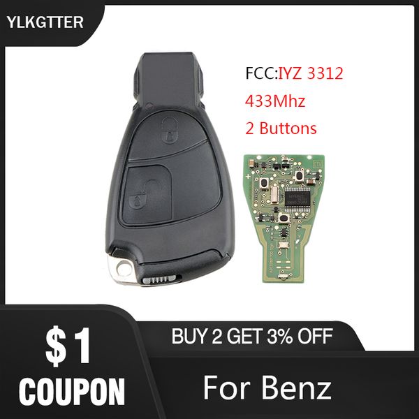 

ylkgtter 2 buttons smart remote car key fob 433mhz for b c e s class ml clk cl remote control