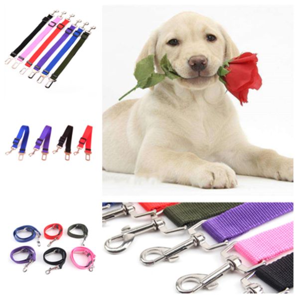 

new cat dog collars car safety seat belt harness adjustable pet puppy pup hound vehicle seatbelt outdoor lead dog leashes t2i5289