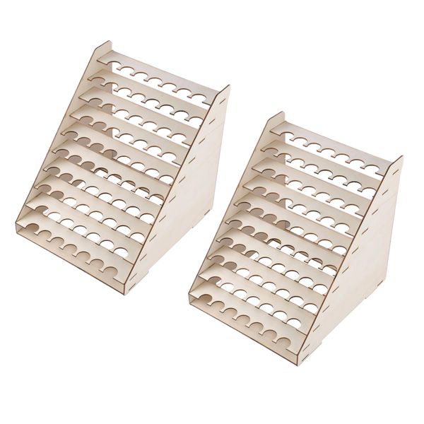 

2 pieces 75 holes wood paint bottle rack ,organizer brushes tools, storage stand holder