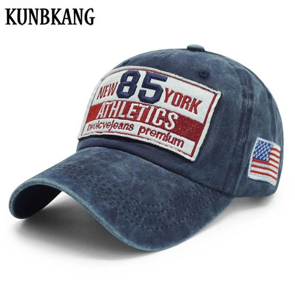 

kunbkang washed mens baseball cap usa flag snapback hat men women retro summer casual letter cotton hip hop fitted cap gorras jgbfg, Black;white