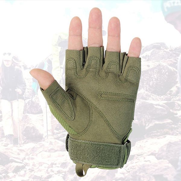 

tactical gloves men winter half finger hard knuckle gloves paintball shoot combat anti-skid hiking cycling, Black