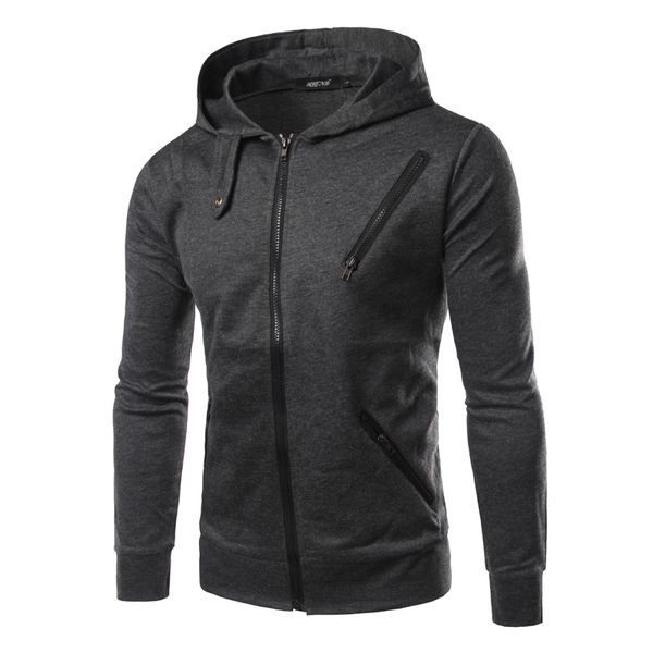 

fashion-new fashion 2018 autumn zipper sweatshirt mens hoodies hip hop side zipper men outer wear hoody slim fit sportswear pullovers, Black