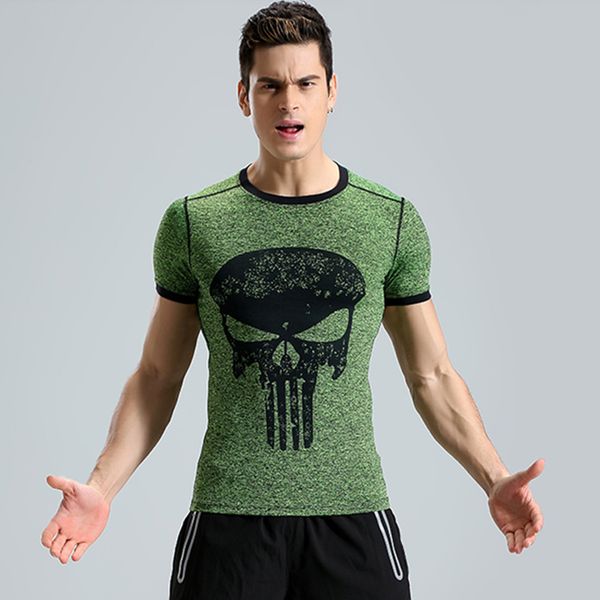 

2018 New Fitness Compression Shirt Men Punisher Skull T Shirt Superhero Bodybuilding Tight Short Sleeve T Shirt Brand Clothing Tops