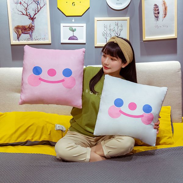 

1pc kawaii soft smiley face cloud pillow case cute pink white cushion case soft and skin friendly