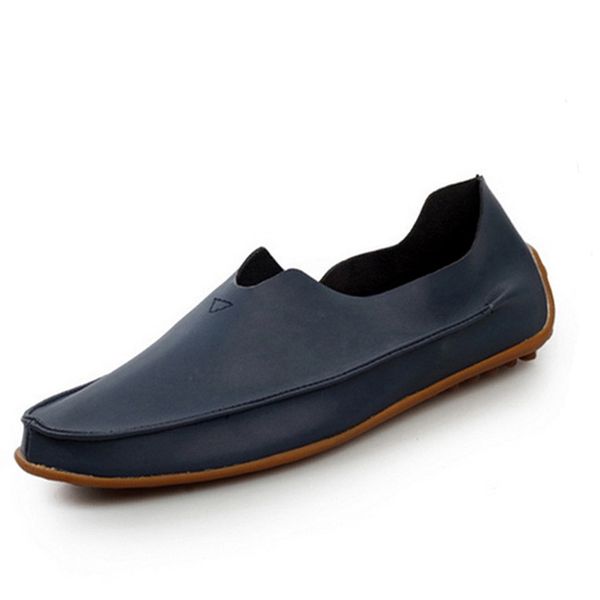 

fashion men pu leather loafers slip-on shoes big size 39-47 black blue beige man casual flat shoes