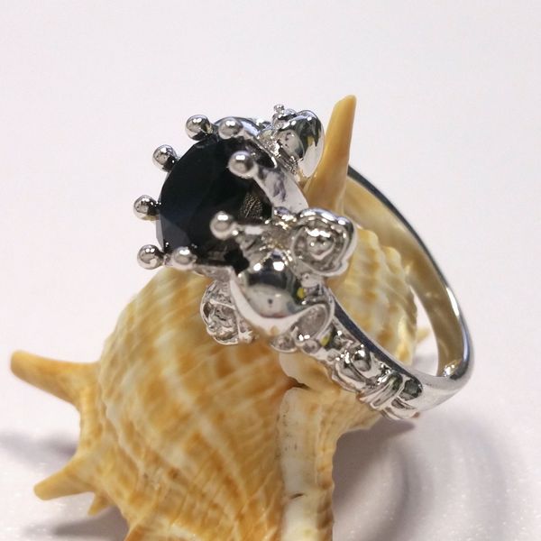 

punk personality skull rose ring for women unique chic black zircon ring plated silver color fashion brand jewelry gifts anillos, Golden;silver