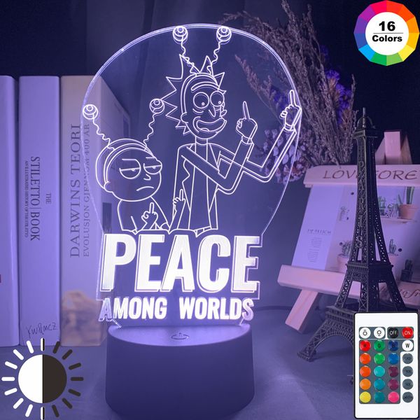 

peace among worlds rick lamp kids nightlight for bedroom decoration touch sensor color changing 3d led night light rick & morty