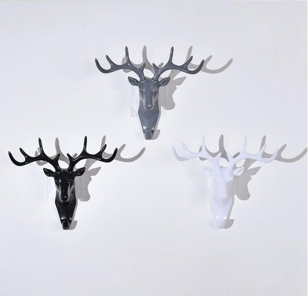 

deer head single wall hooks self adhesive home decorative hangers animal shaped bag coat hat keys hangers racks