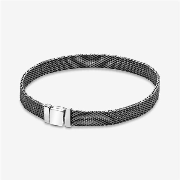

bbee 925 silver flat chain gun black women diy series bracelet for original charms bracelet gifts for women jewelry
