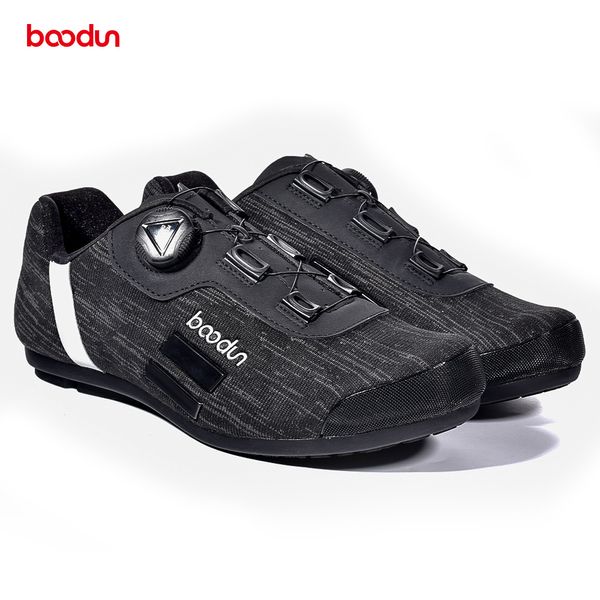 

boodun men's cycling shoes non lock antislip rubber sole waterproof reflective breathable road mountain bike mtb bicycle shoes, Black