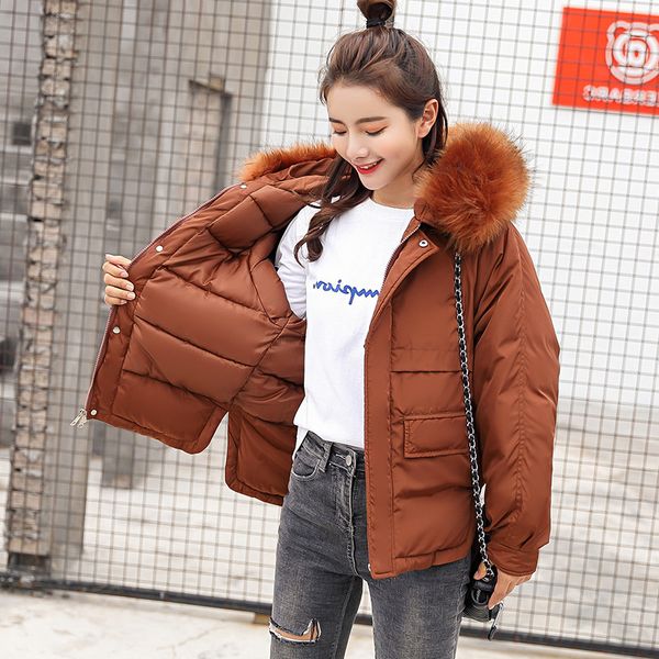 

cotton woman 2018 new pattern winter korean jacket bread serve short fund heavy seta lead cotton-padded clothes easy bf loose, Black