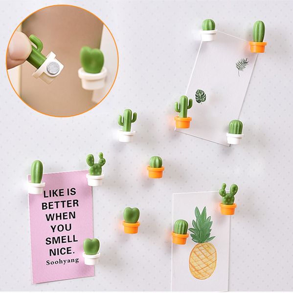 

6pcs fridge magnets cute succulent plant magnet button cactus refrigerator message sticker magn