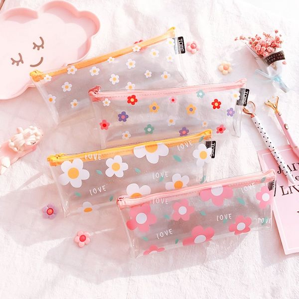 

mysterious small flowers animals pvc waterproof pencil cases stationery storage office school supplies pencil bags for girls