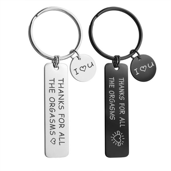 

custom engraved stainless steel key chains valentine's keychain thanks for all personalized lettering key ring jewelry gift, Silver