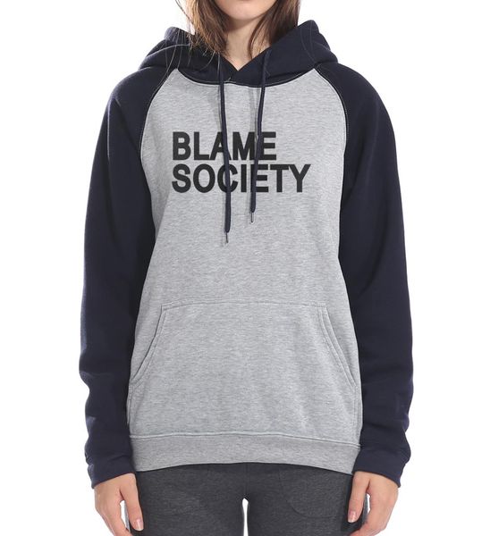 

women brand clothing 2019 blame society raglan long sleeve tracksuits loose fleece hoodies sweatshirts pullovers pp, Black