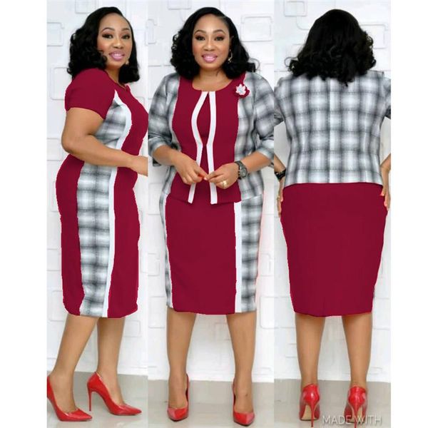 

ladies designer tracksuits plaid panelled two piece dresses applique half sleeved crew neck plus size female tracksuits, White