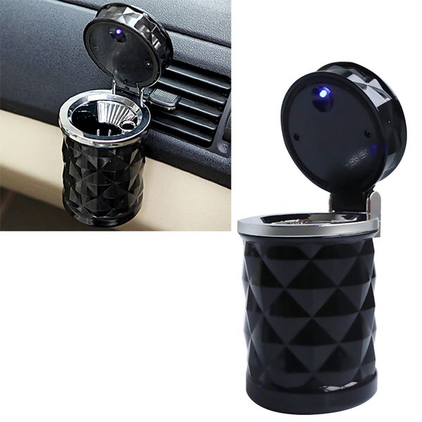 

universal portable cigarette cylinder holder car interior clamshell ashtray with led light selling ship