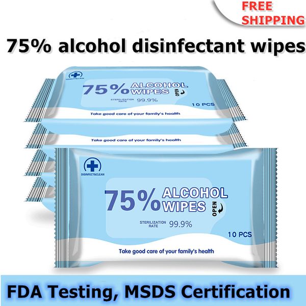 

in stock 75% alcohol wipes 10pcs/pack portable sterilized wet paper towels factory direct sales clean and wash sterilized wipes