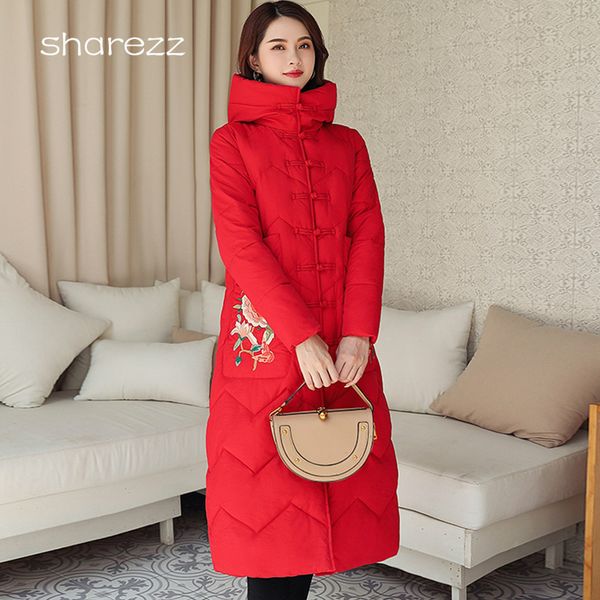 

2019 thick embroidery autumn and winter multicolor chinese style jacket cotton suit chinese cotton coat, Black