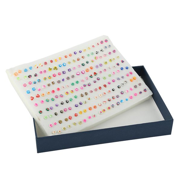

factory wholesale directly small mini clay slices earring with plastic ear stick needle 100pairs box packing children jewelry, Golden;silver