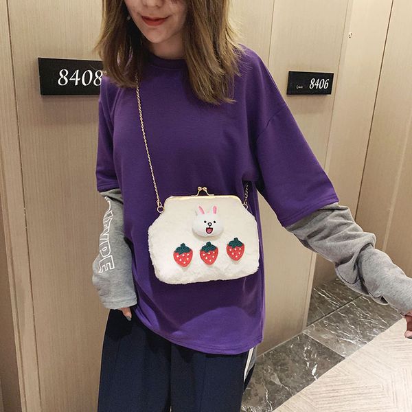

fashion woolen cute ladies clip bag women chic messenger bags chain crossbody shoulder bag daily clutch purse