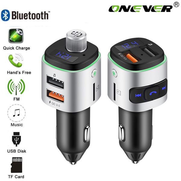 

multifunction fm transmitter aux modulator bluetooth handscar kit car audio mp3 player with quick charge dual usb port