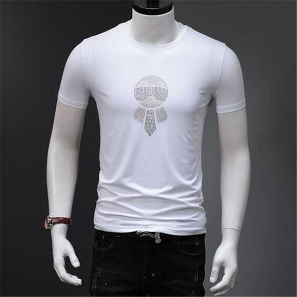 

Luxury Mens Designer Tshirts O Neck Short Sleeved Tops Summer KL Sequins Print Tees Male Clothing