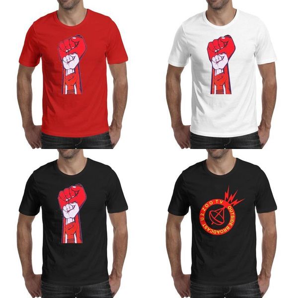 

fashion mens printing u2 zoo tv outside broadcast t shirt black personalised slogan shirts cartoon irish rock band music without art, White;black