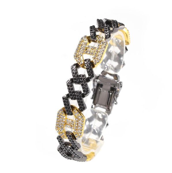 

7inch 8inch hip hop iced out кубы плетеный браслет micro кристалл газа типа link ручной цепи мужские браслет конструктора ювелирных изделий, Black