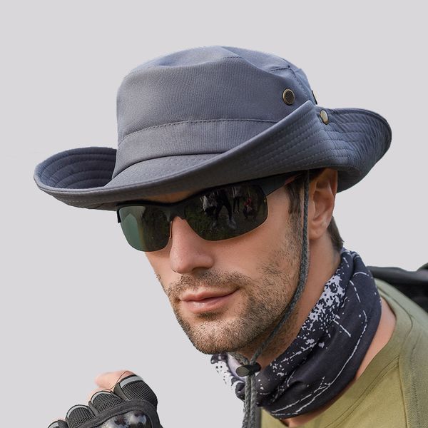 

men summer sun protection bucket hat women fishing hiking hat foldable uv black sun caps korea cowboy hats wh105, Blue;gray