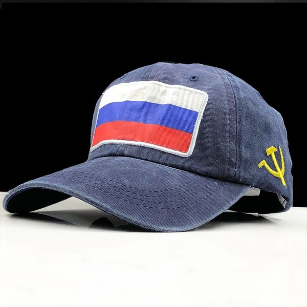 

2019 new spring summer baseball cap russian flag cap washed cotton snapback hat cccp fitted for men women, Blue;gray
