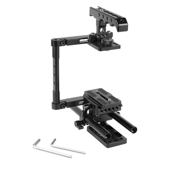 

camvate half cage kit with cheese handle & qr manfrotto plate & 15mm rod support for dslr cameras item code: c2276