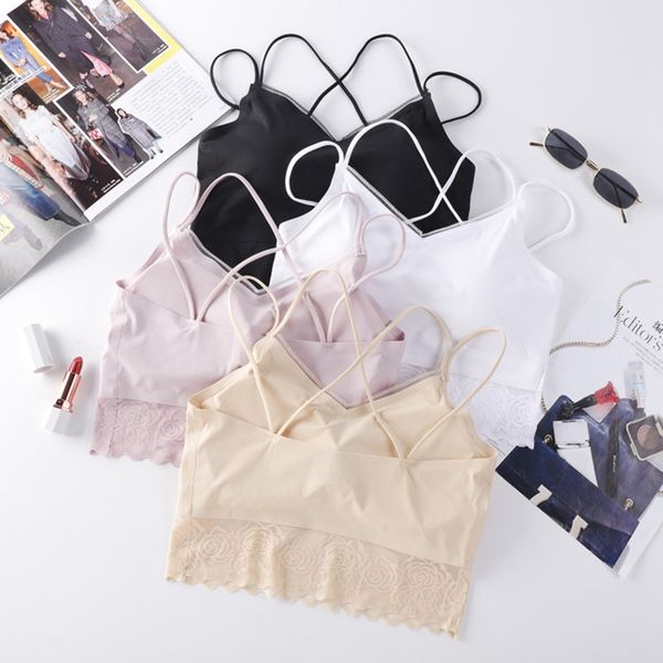 

oioninos comfortable beauty back lace stitching women underwear bras fashion bra underwear vest bound bras for women super, Black;white